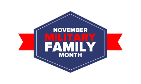National Military Family Month in United States. Celebrate annual in November. Thank you for military family. Patriotic american elements. Poster, card, banner, background. Vectorのイラスト素材