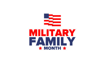 National Military Family Month in United States. Celebrate annual in November. Thank you for military family. Patriotic american elements. Poster, card, banner, background. Vectorのイラスト素材