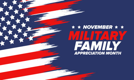 National Military Family Month in United States. Celebrate annual in November. Thank you for military family. Patriotic american elements. Poster, card, banner, background. Vectorのイラスト素材