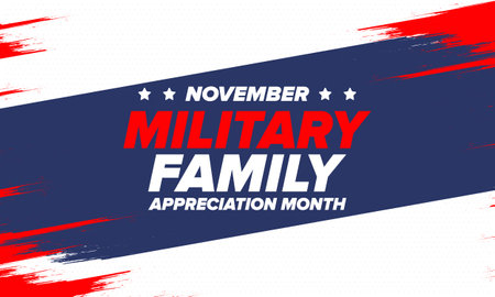 National Military Family Month in United States. Celebrate annual in November. Thank you for military family. Patriotic american elements. Poster, card, banner, background. Vectorのイラスト素材