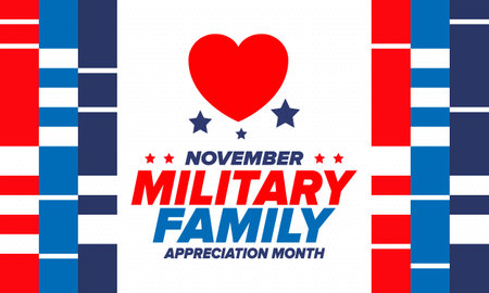 National Military Family Month in United States. Celebrate annual in November. Thank you for military family. Patriotic american elements. Poster, card, banner, background. Vectorのイラスト素材