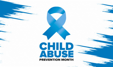 Child Abuse Prevention Month. Celebrate annual in April in United States. Stop child violence. Children protection and safety month. Unity for children. Poster, banner, backgroundのイラスト素材