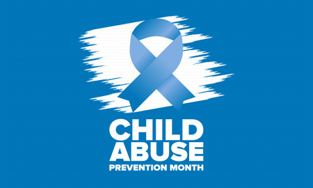 Child Abuse Prevention Month. Celebrate annual in April in United States. Stop child violence. Children protection and safety month. Unity for children. Poster, banner, backgroundのイラスト素材
