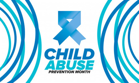 Child Abuse Prevention Month. Celebrate annual in April in United States. Stop child violence. Children protection and safety month. Unity for children. Poster, banner, backgroundのイラスト素材