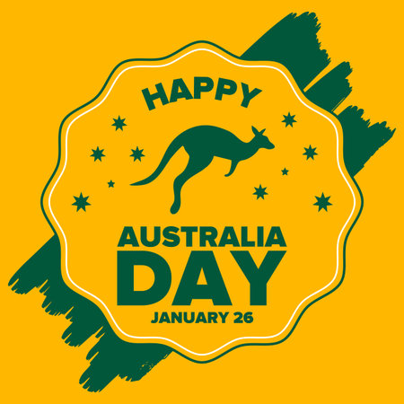 Australia Day. National happy holiday, celebrated annual in January 26. Australian flag. Patriotic elements. Poster, card, banner and background. Vector illustrationのイラスト素材