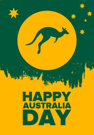 Australia Day. National happy holiday, celebrated annual in January 26. Australian flag. Patriotic elements. Poster, card, banner and background. Vector illustrationのイラスト素材