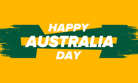 Australia Day. National happy holiday, celebrated annual in January 26. Australian flag. Patriotic elements. Poster, card, banner and background. Vector illustrationのイラスト素材