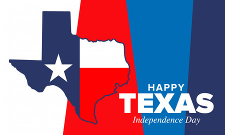 Texas Independence Day. Freedom holiday in Unites States, celebrated annual in March. Lone star flag. Texas flag. Patriotic sign and elements. Poster, card, banner and backgroundのイラスト素材