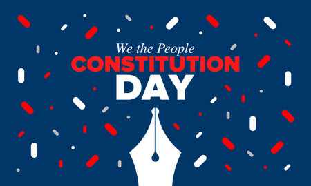 Constitution Day in United States. Holiday, celebrate annual in September 17. Citizenship Day. American Day. We the People. Patriotic american elements. Vector posterのイラスト素材