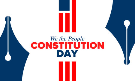 Constitution Day in United States. Holiday, celebrate annual in September 17. Citizenship Day. American Day. We the People. Patriotic american elements. Vector posterのイラスト素材