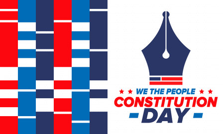 Constitution Day in United States. Holiday, celebrate annual in September 17. Citizenship Day. American Day. We the People. Patriotic american elements. Vector posterのイラスト素材