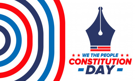 Constitution Day in United States. Holiday, celebrate annual in September 17. Citizenship Day. American Day. We the People. Patriotic american elements. Vector posterのイラスト素材