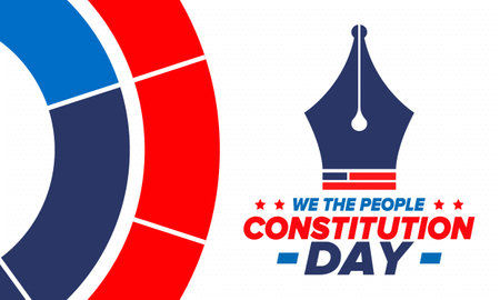 Constitution Day in United States. Holiday, celebrate annual in September 17. Citizenship Day. American Day. We the People. Patriotic american elements. Vector posterのイラスト素材