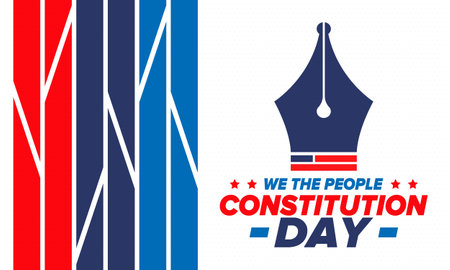 Constitution Day in United States. Holiday, celebrate annual in September 17. Citizenship Day. American Day. We the People. Patriotic american elements. Vector posterのイラスト素材