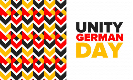 German Unity Day. Celebrated annually on October 3 in Germany. Happy national holiday of unity, freedom and reunification. Deutsch flag. Patriotic poster design. Vectorのイラスト素材