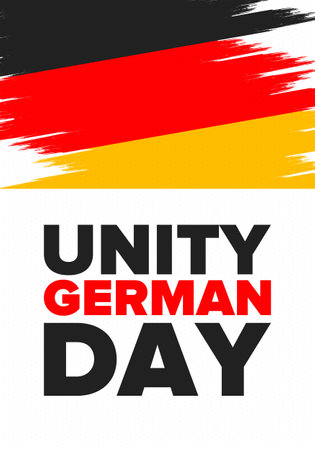 German Unity Day. Celebrated annually on October 3 in Germany. Happy national holiday of unity, freedom and reunification. Deutsch flag. Patriotic poster design. Vectorのイラスト素材
