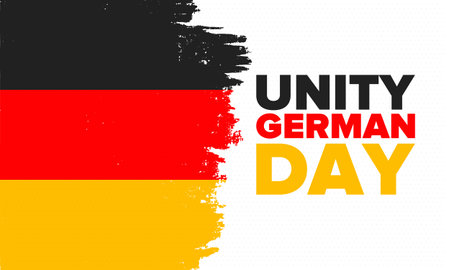 German Unity Day. Celebrated annually on October 3 in Germany. Happy national holiday of unity, freedom and reunification. Deutsch flag. Patriotic poster design. Vectorのイラスト素材