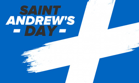 Saint Andrew's Day in Scotland. National day in Scotland. Happy holiday Andermas, celebrated annual in November 30. Scottish flag. Patriotic elements. Poster, card, banner. Vectorのイラスト素材