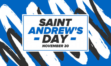 Saint Andrew's Day in Scotland. National day in Scotland. Happy holiday Andermas, celebrated annual in November 30. Scottish flag. Patriotic elements. Poster, card, banner. Vectorのイラスト素材