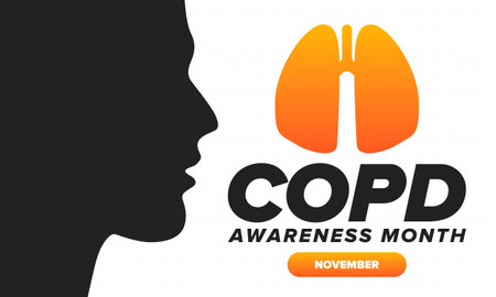 COPD Awareness Month in November. Chronic Obstructive Pulmonary Disease. Celebrated annual in United States. Medical health care and awareness design. Poster, card, banner. Vectorのイラスト素材