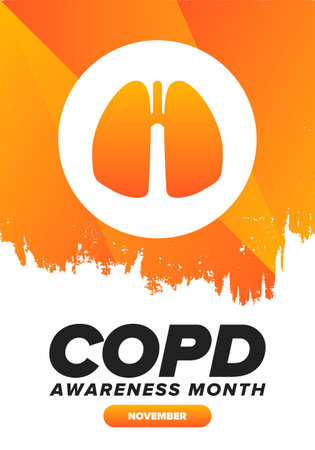 COPD Awareness Month in November. Chronic Obstructive Pulmonary Disease. Celebrated annual in United States. Medical health care and awareness design. Poster, card, banner. Vectorのイラスト素材