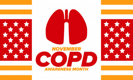 COPD Awareness Month in November. Chronic Obstructive Pulmonary Disease. Celebrated annual in United States. Medical health care and awareness design. Poster, card, banner. Vectorのイラスト素材