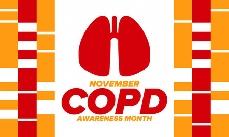 COPD Awareness Month in November. Chronic Obstructive Pulmonary Disease. Celebrated annual in United States. Medical health care and awareness design. Poster, card, banner. Vectorのイラスト素材