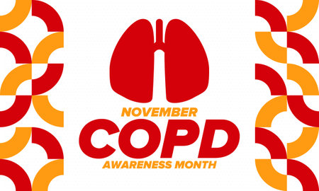 COPD Awareness Month in November. Chronic Obstructive Pulmonary Disease. Celebrated annual in United States. Medical health care and awareness design. Poster, card, banner. Vectorのイラスト素材