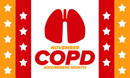 COPD Awareness Month in November. Chronic Obstructive Pulmonary Disease. Celebrated annual in United States. Medical health care and awareness design. Poster, card, banner. Vectorのイラスト素材