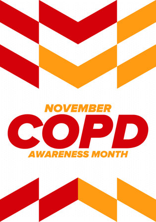 COPD Awareness Month in November. Chronic Obstructive Pulmonary Disease. Celebrated annual in United States. Medical health care and awareness design. Poster, card, banner. Vectorのイラスト素材