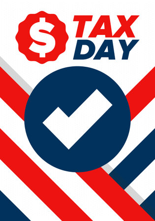 National Tax Day in the United States. Federal tax filing deadline. Day on which individual income tax returns must be submitted to the government. American patriotic posterのイラスト素材