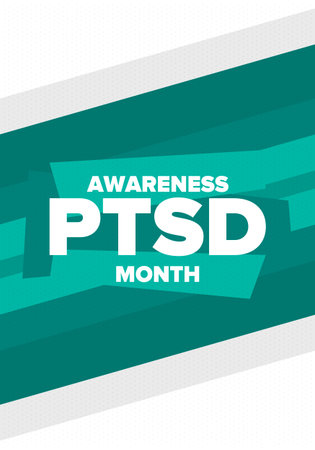 PTSD Awareness Month in June. Post Traumatic Stress Disorder. Celebrated annual in United States. Medical health care and awareness design. Poster, card, banner and backgroundのイラスト素材