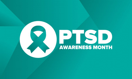 PTSD Awareness Month in June. Post Traumatic Stress Disorder. Celebrated annual in United States. Medical health care and awareness design. Poster, card, banner and backgroundのイラスト素材