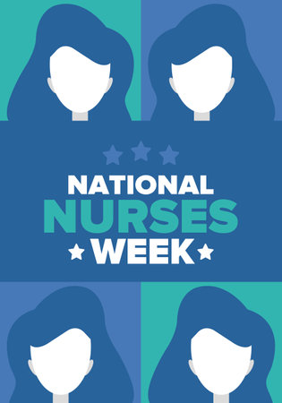 National Nurses Week. Thank you nurses. Medical and health care concept. Fighters against viruses and diseases. In honour of the doctors. Celebrated annual in United States. Vectorのイラスト素材