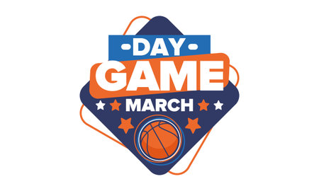 Game Day. Basketball playoff in March. Super sport party in United States. Final games of season tournament. Professional team championship. Ball for basketball. Sport. Vectorのイラスト素材