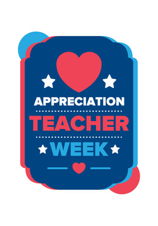 Teacher Appreciation Week in United States. Celebrated annual in May. In honour of teachers who hard work and teach our children. School and education. Student learning. Vectorのイラスト素材
