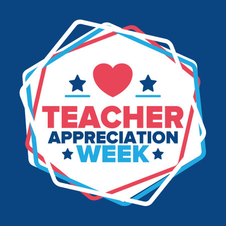 Teacher Appreciation Week in United States. Celebrated annual in May. In honour of teachers who hard work and teach our children. School and education. Student learning. Vectorのイラスト素材