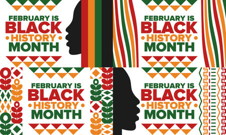 Black History Month 2025. African American History. Celebrated annual. February and October. Poster, card, banner, background. Vector illustrationのイラスト素材