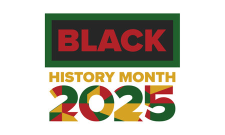 Black History Month 2025. African American History. Celebrated annual. February and October. Poster, card, banner, background. Vector illustrationのイラスト素材