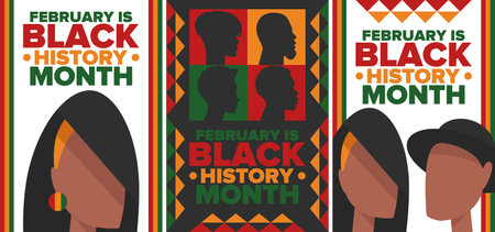 Black History Month 2025. African American History. Celebrated annual. February and October. Poster, card, banner, background. Vector illustrationのイラスト素材
