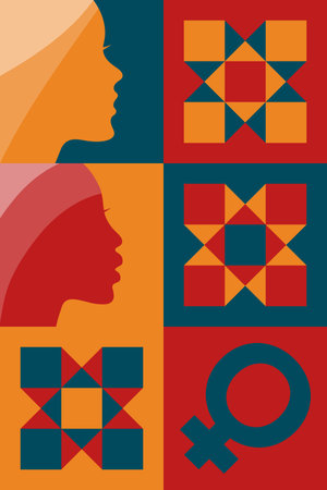 Women's History Month. Celebrated annual in March, to mark womenâs contribution to history. Women's Day. Equality. Female symbol. Women's rights. Girl power in world. Vectorのイラスト素材