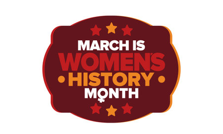Women's History Month. Celebrated annual in March, to mark womenâs contribution to history. Women's Day. Equality. Female symbol. Women's rights. Girl power in world. Vector artのイラスト素材
