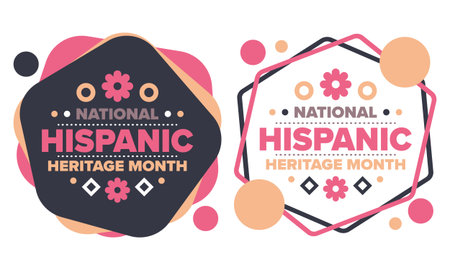 National Hispanic Heritage Month in September and October. Hispanic and Latino Americans culture. Celebrate annual in United States. Poster, card, banner and background. Vectorのイラスト素材