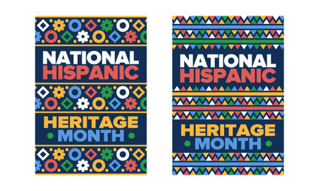 National Hispanic Heritage Month in September and October. Hispanic and Latino Americans culture. Celebrate annual in United States. Poster, card, banner and background. Vectorのイラスト素材