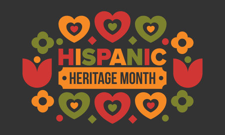 National Hispanic Heritage Month in September and October. Hispanic and Latino Americans culture. Celebrate annual in United States. Poster, card, banner and background. Vector