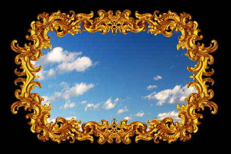 gold frame over black and blue skyの写真素材