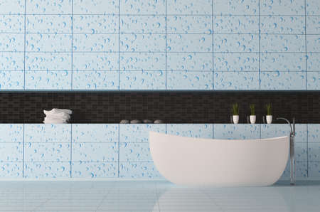 bathroom interior with water drops on the wall 3d renderの写真素材