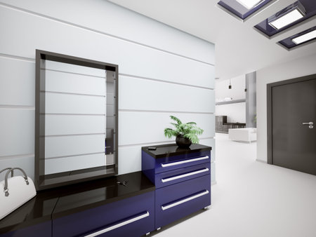 Interior of modern entrance hall in apartment 3d renderの写真素材