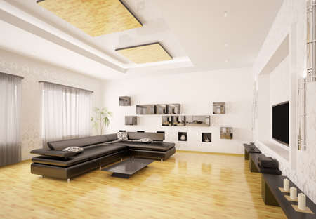 Home interior design of modern living room 3d renderの写真素材