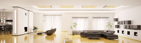 Interior design of modern apartment panorama 3d renderの写真素材